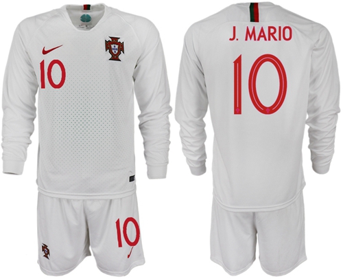 Portugal #10 J.Mario Away Long Sleeves Soccer Country Jersey